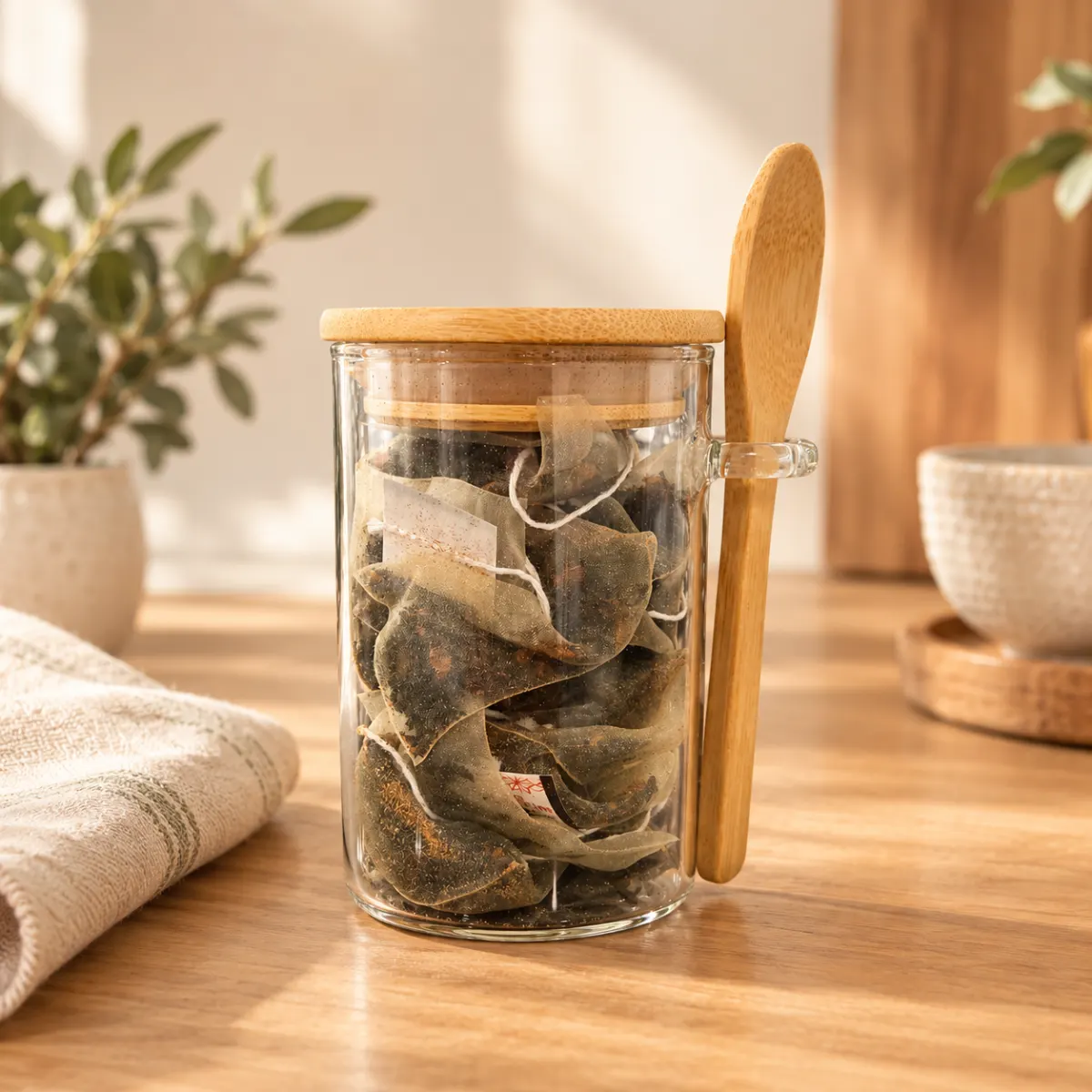 Glass Jar with Spoon + Tea